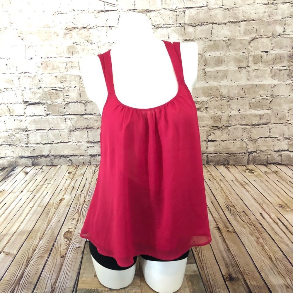 NWOTÂ pink chiffon dressy tank top small - Picture 1 of 8
